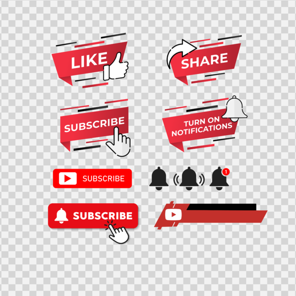 like and subscribe buttons for video channels or podcasts. Vector High-quality - Image 2
